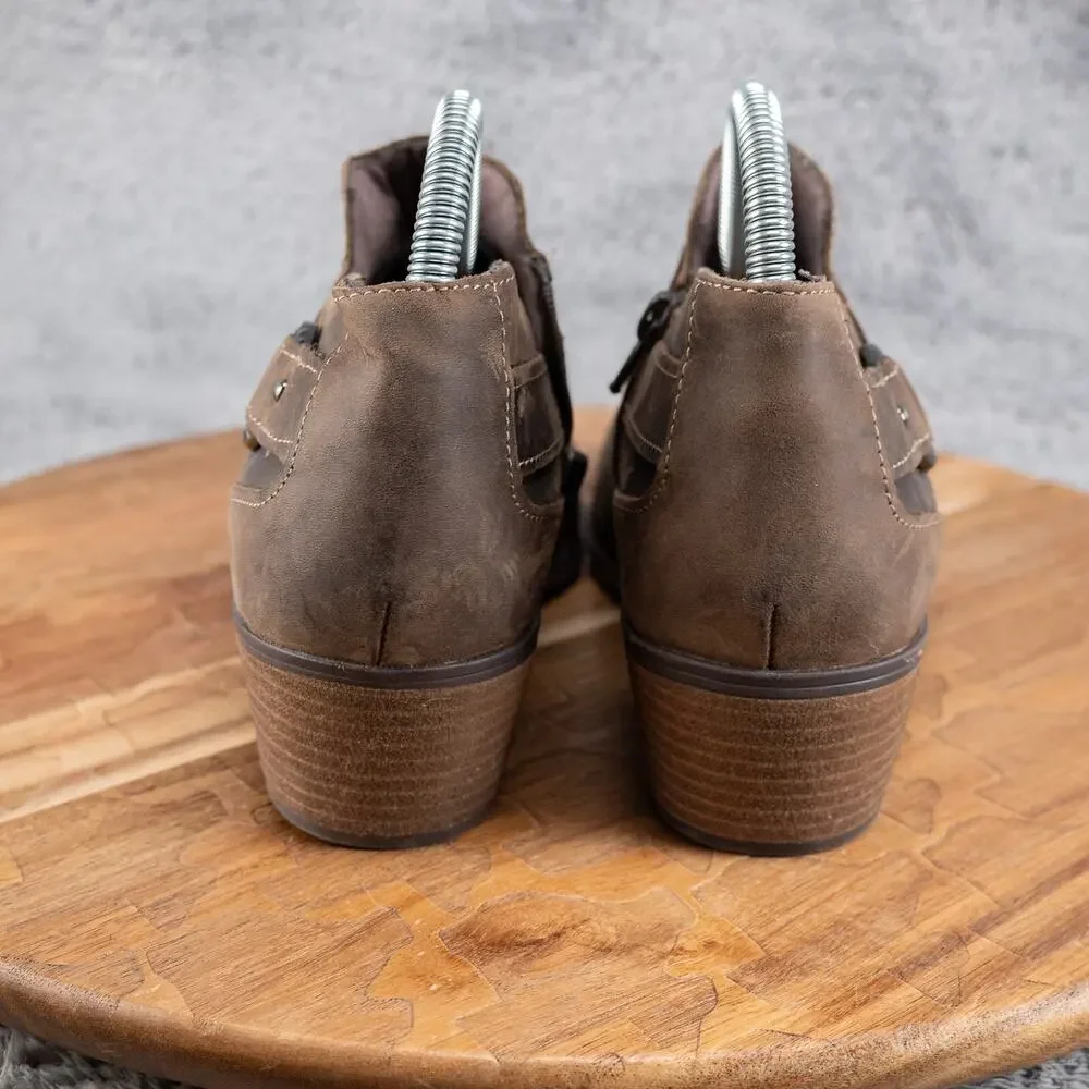 Clarks Charlten Grace Ankle Boots Womens Sz 8.5  Taupe Oily Leather‎ Side Zip